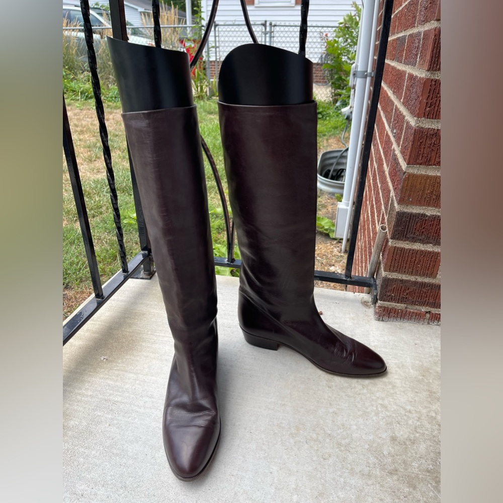 Italian, Pointed Toe, Dark Brown Leather Boots Anne Klein (made in Italy)